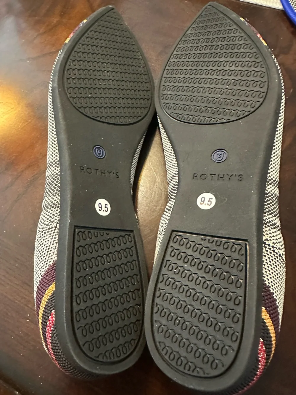 Rothy’s VIB Inverse Stripe Points Knit Stripe Flats Size 9.5